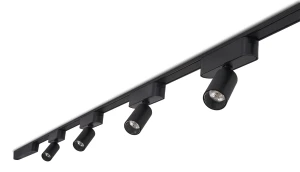 Set Luxo Spot lampă pe șină LED 5W x4 + șină 2m + alimentator – Negru – Alb neutru (4000K)