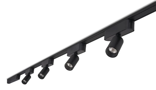 Set Luxo Spot lampă pe șină LED 5W x4 + șină 2m + alimentator – Negru – Alb neutru (4000K)