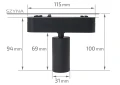 Set Luxo Spot lampă pe șină LED 5W x4 + șină 2m + alimentator – Negru – Alb neutru (4000K)