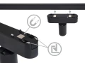 Set Luxo Spot lampă pe șină LED 5W x4 + șină 2m + alimentator – Negru – Alb neutru (4000K)