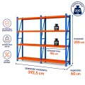 Raft metalic de depozit cu 8 polițe 400x200x60 cm până la 200 kg
