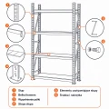 Raft metalic de depozit cu 8 polițe 400x200x60 cm până la 200 kg