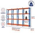 Raft metalic de depozit cu 16 polițe 800x200x60 cm până la 200 kg