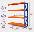 Modul de extensie pentru raft de depozit cu 4 polițe 200x192.5x60 cm până la 200 kg