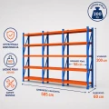 Raft metalic de depozit cu 15 polițe 600x200x60 cm până la 200 kg