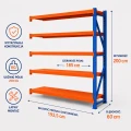 Modul de extensie pentru raft de depozit cu 5 polițe 200x192.5x60 cm până la 200 kg