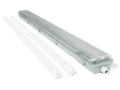 Set: 1x Corp de iluminat etanș 2x120cm + 2x Tub LED T8 High Lumen 18W - Alb rece (6000K) - 150 Lm/W