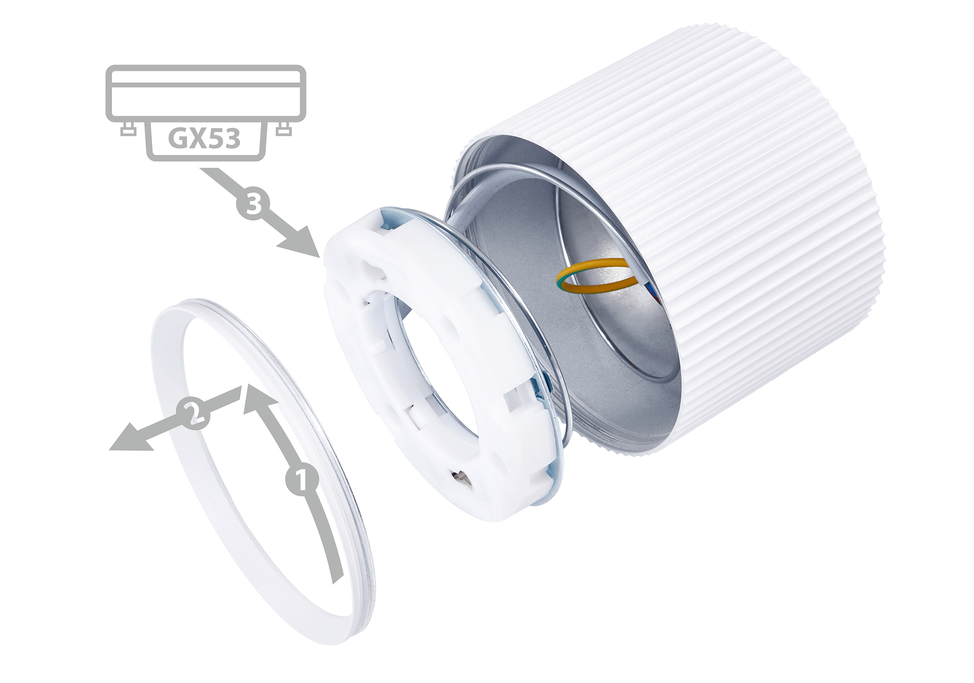 Montaj plafonieră aplicată GX53